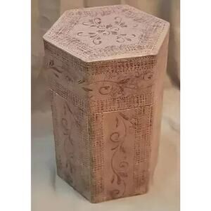 Tall Hexagon Brown with Floral Accents Candle Box from Lang Primitives